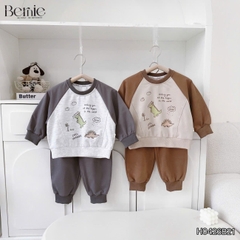 Set bộ thu đông phong cách Cool Dragon cho bé trai áo tay dài raplang kèm quần size 9 tới 26kg BERNIE H0426B21