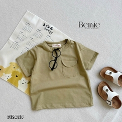 áo phông ngắn tay trơn cho bé trai bé gái, áo thun ngắn tay cotton màu trắng xanh nâu đen 1 đến 6 tuổi BERNIE 0424A14