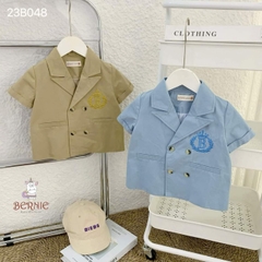 Đồ bộ vest cho bé trai cộc tay phong cách hàn quốc chất chéo hàn 1 đến 7 tuổi BERNIE Kids