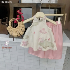 Yếm lụa hoa sen truyền thống bé gái váy áo yếm tết trung thu lễ hội 1 đến 7 tuổi Bernie 1123B028