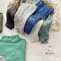 Áo phông cố lọ cao 3 phân dài tay basic cho bé trai bé gái thun cotton tăm 1 đến 7 tuổi BERNIE kids