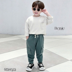 Quần dài túi hộp phối tag cho bé trai phong cách thể thao sành điệu 1 đến 7 tuổi BERNIE 0524Q12