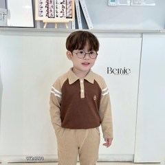 Set bộ thun polo dài tay raplang chất polo cá sấu họa tiết thêu cho bé trai 1 đến 7 tuổi BERNIE 0724B30