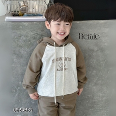 Set bộ thun dài tay thu đông cho bé trai bé gái dáng hoodie có mũ Bernie kids 1 đến 7 tuổi 0924B32