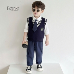 Set sơ mi trắng dài tay học sinh cho bé trai phong cách hàn quốc 1 đến 7 tuổi BERNIE T0924B55