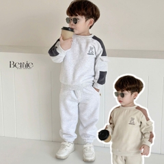 Set bộ quần áo thun dài tay thu đông cho bé trai chất liệu nỉ bông 1 đến 7 tuổi BERNIE H0924B43