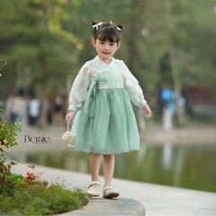 Set so mi dài Hanbok mặc tết phong cách hàn quốc dễ thương cho bé gái hoạ tiết hoa xuân màu hồng màu xanh hàn quốc cho bé 1 đến 7 tuổi BERNIE 0924B21