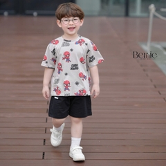 Set bộ siêu nhân Super hero tay ngắn cho bé trai kèm quần short size 9 tới 28kg  BERNIE H1124B40