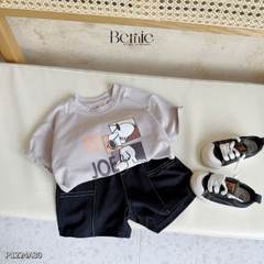 Áo phông tay ngắn unisex cho bé trai bé gái thun cotton họa tiết hoạt hình size 9 tới 28kg BERNIE P1224A30