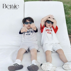 Set bộ tay ngắn thể thao áo raplang họa tiết Hawkins kèm quần short cho bé trai bé gái size 1 đến 7 tuổi BERNIE P0225B14