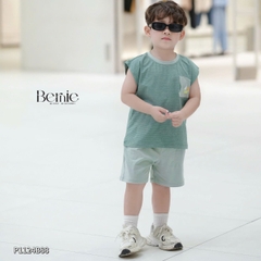 Set bộ tanktop kẻ ngang cho bé trai áo thun túi cách điệu kèm quần short 9 đến 25kg BERNIE P1124B88