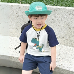 Set bộ tay ngắn bé trai áo thun zaclang họa tiết khủng long cool kid và quần short denim 9 tới 28kg BERNIE H1224B10