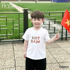 Áo thun tay ngắn unisex cho bé trai bé gái họa tiết in chữ Độc lập - Tự do size 9 tới 25kg BERNIE H0425A57