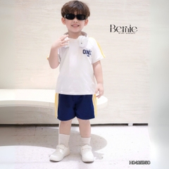 Set bộ thể thao tay raplang phối sọc viền màu kèm quần short cho bé trai size 9 tới 25kg BERNIE H0425B50