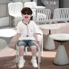 Set bộ tay ngắn bé trai áo thun khủng long kèm quần short jean từ 9 đến 28kg BERNIE BT0725A56