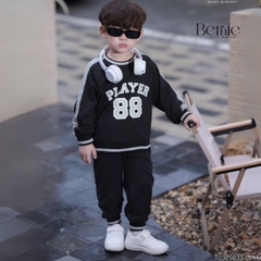 Set bộ dài thể thao chất thun cotton họa tiết hình in Player 88 kèm quần dài cho bé trai size 1 đến 7 tuổi BERNIE T0325B33