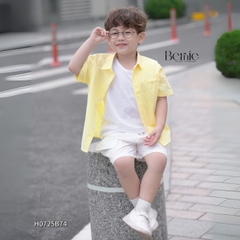Set sơ mi 3 món đi biển đi chơi phong cách hàn quốc cho bé trai áo sơ mi áo ba lỗ và quần short cho bé trai size 1 tới 7 tuổi BERNIE H0725B74