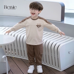 Set bộ tay dài cho bé trai tay áo phối màu họa tiết thêu BERNIE kèm quần dài 1 đến 7 tuổi H0425B58