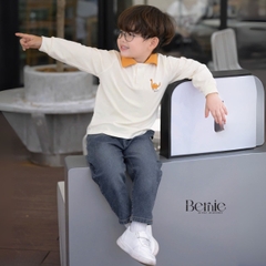 Áo thun áo polo tay dài họa tiết hình in Khủng long cho bé trai 1 đến 7 tuổi BERNIE H0425A51