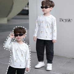 Set bộ thun cho bé trai tay dài áo thun họa tiết in cún hoạt hình quần dài da cá size 9 tới 28kg BERNIE H0725B66