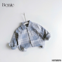 Set bộ bé trai áo sơ mi dài tay kẻ Coolboy kèm quần jean dài size 9 tới 28kg BERNIE H0725B79