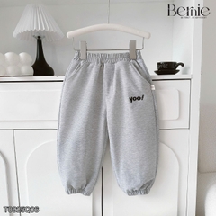 Quần dài quần nỉ da cá gấu bo chun họa tiết thêu chữ Yoo cho bé trai bé gái size 9 tới 25kg BERNIE T0925Q06