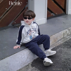 Set bộ nỉ 2 da tay dài áo hoodie phối màu kèm mũ họa tiết kèm quần dài đi chơi đi học 1 đến 7 tuổi BERNIE H0725B24
