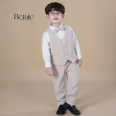 Set bộ vest hoàng gia 6 chi tiết dài tay màu nâu bé trai đi tiệc đi sự kiện size 9 tới 28kg BERNIE H0725B71