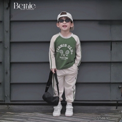 Set bộ bé trai áo thun cotton tay dài raplang phối màu họa tiết tennis thể thao kèm quần dài size 9 tới 28kg BERNIE H0725B69
