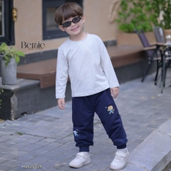 Quần dài quần nỉ da cá gấu bo chun họa tiết thêu chữ Yoo cho bé trai bé gái size 9 tới 25kg BERNIE T0925Q06