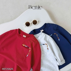 Áo thun áo phông tay dài họa tiết Animal unisex cho bé trai bé gái đi học đi chơi 9 đến 27kg BERNIE H0725A25
