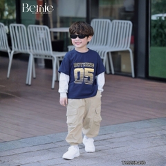 Set bộ bé trai áo thun cotton tay dài phối màu họa tiết Bothing kèm quần gió dài size 12 tới 28kg BERNIE T0925B45Đ