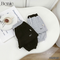  Quần dài quần da cá lưng thun phối màu bo chun họa tiết thêu chữ Hey cho bé trai bé gái size 9 tới 28kg BERNIE H0925Q37