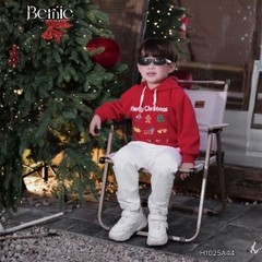Áo noel áo hoodie tay dài màu đỏ giáng sinh cho bé trai bé gái Mery Christmas size 1 đến 7 tuổi BERNIE H1025A44