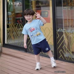 Set bộ tay ngắn họa tiết Car ô tô sắc màu cho bé trai áo thun cotton và quần short 1 đến 7 tuổi BERNIE T1025B23Đ