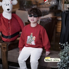 Áo Noel màu đỏ áo thun Giáng sinh dài tay cho bé trai bé gái size 1 đến 7 tuổi BERNIE T1025A04