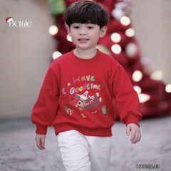 Áo Noel màu đỏ áo thun Giáng sinh cho bé trai bé gái tay dài chất nỉ 2 da size 1 đến 7 tuổi BERNIE H1025A43