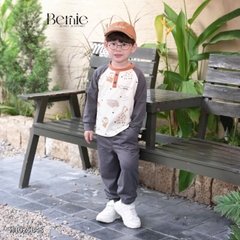 Set bộ dài tay raplang chất cotton họa tiết Happy Zoo kèm quần dài size 10 tới 27kg BERNIE H1025B48