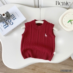 Áo gile len dệt unisex bé trai bé gái phối hình thêu Tuần lộc phong cách hàn quốc 1 đến 7 tuổi BERNIE H1025A13