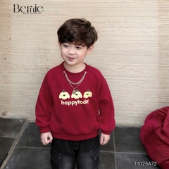 Áo thun Sweater màu đỏ áo thun dài tay hoạ tiết in gấu Happy today cho bé trai bé gái size 10 tới 30kg BERNIE T1025A73