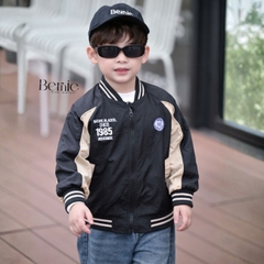Áo khoác gió 2 lớp áo bomber phong cách thể thao họa tiết thêu cho bé trai bé gái size 9 đến 25kg BERNIE H0825A35