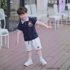Set bộ polo tay ngắn họa tiết khủng long và ô tô kèm quần short đùi bé trai 9 tới 28kg BERNIE T0725B61