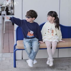 Áo thun áo nỉ lót lông tay dài họa tiết nghộ nghĩnh nhiều màu cho bé trai bé gái size 11 tới 28kg BERNIE H1025A49