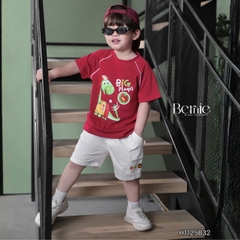 Set bộ khủng long Big Player cho bé trai áo tay ngắn raplang kèm quần short kaki bé trai 9 tới 28kg BERNIE H1125B32
