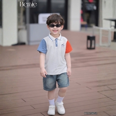 Set bộ polo tay ngắn họa tiết thêu Birthday Bernie cho bé trai kèm quần short jean size 9 tới 28kg BERNIE H1025B52