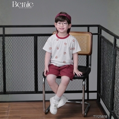 Set bộ thun tay ngắn họa tiết Gấu nhỏ vui nhộn kèm quần short kaki size 9 tới 28kg BERNIE T1125B18