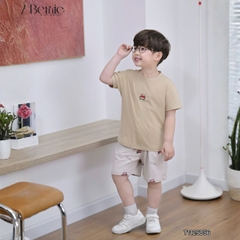 Set bộ tay ngắn họa tiết thêu Let's play kèm quần short nỉ chân cua cho bé trai size 9 tới 28kg BERNIE T1125B56