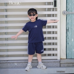 Set bộ thể thao cotton áo tay ngắn thêu Bernie Boy kèm quần short cho bé trai bé gái size 1 đến 7 tuổi H1125B34