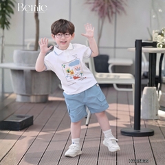 Set bộ polo tay ngắn cho bé trai họa tiết Baby Cloud kèm quần short size 9 tới 28kg BERNIE H1125B39