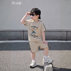 Set bộ cộc phong cách thể thao áo cotton họa tiết Home run kèm quần short cho bé trai size 9 tới 28kg BERNIE H1025B50
